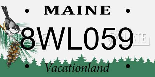 8WL059 Maine License Plate