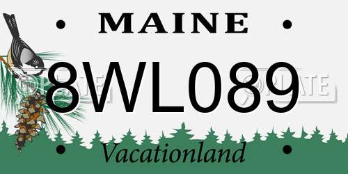 8WL089 Maine License Plate