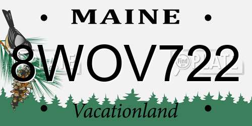 8WOV722 Maine License Plate