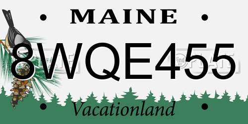 8WQE455 Maine License Plate