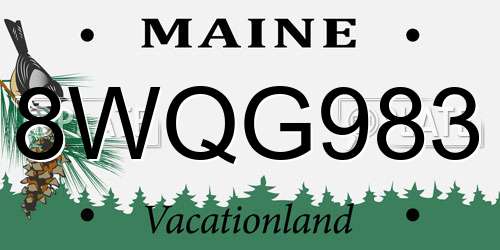 8WQG983 Maine License Plate