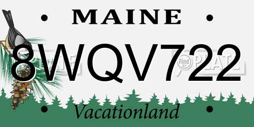 8WQV722 Maine License Plate