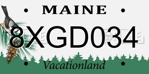 8XGD034 Maine License Plate