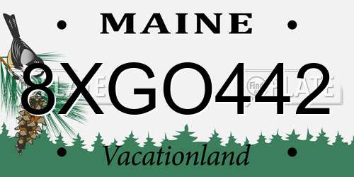 8XGO442 Maine License Plate