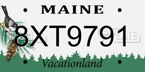 8XT9791 Maine License Plate