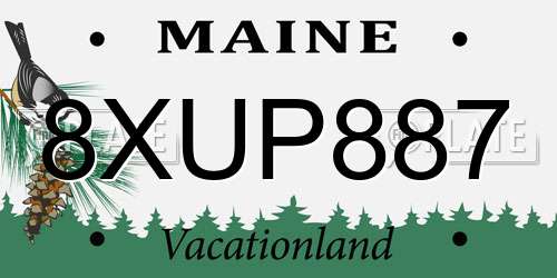 8XUP887 Maine License Plate