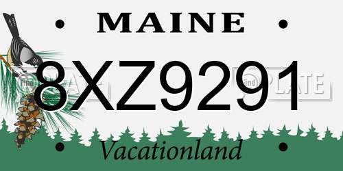 8XZ9291 Maine License Plate