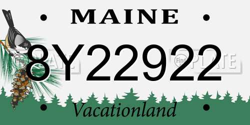 8Y22922 Maine License Plate