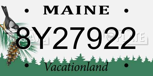 8Y27922 Maine License Plate