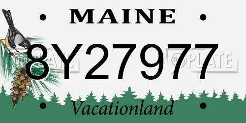 8Y27977 Maine License Plate