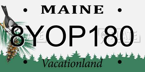8YOP180 Maine License Plate