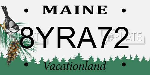8YRA72 Maine License Plate
