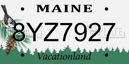8YZ7927 Maine License Plate