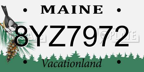 8YZ7972 Maine License Plate