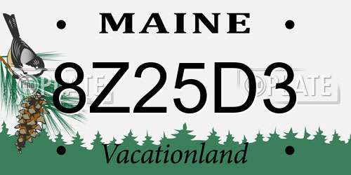 8Z25D3 Maine License Plate