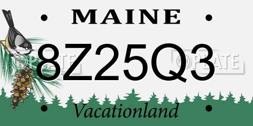 8Z25Q3 Maine License Plate
