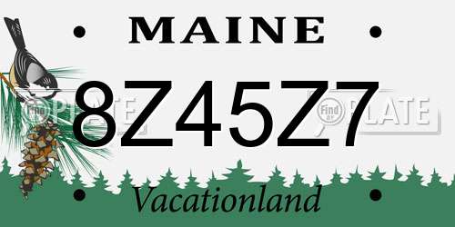 8Z45Z7 Maine License Plate