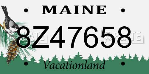 8Z47658 Maine License Plate