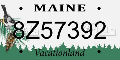 8Z57392 Maine License Plate