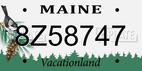 8Z58747 Maine License Plate