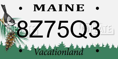 8Z75Q3 Maine License Plate