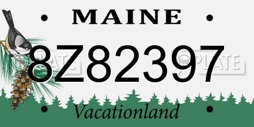 8Z82397 Maine License Plate