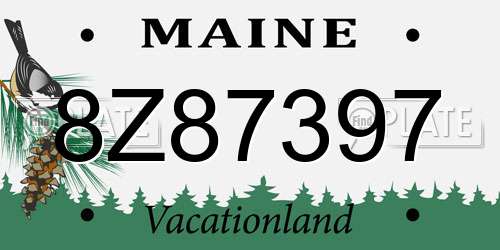 8Z87397 Maine License Plate