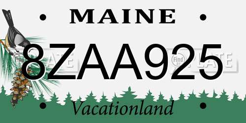 8ZAA925 Maine License Plate