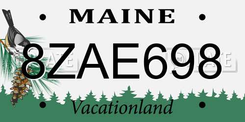 8ZAE698 Maine License Plate