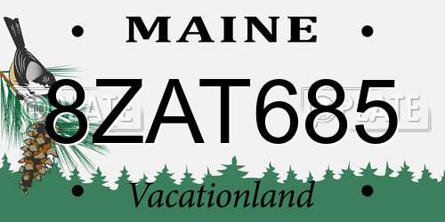 8ZAT685 Maine License Plate