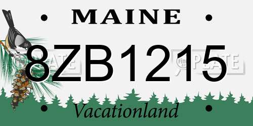 8ZB1215 Maine License Plate