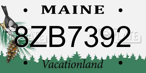 8ZB7392 Maine License Plate
