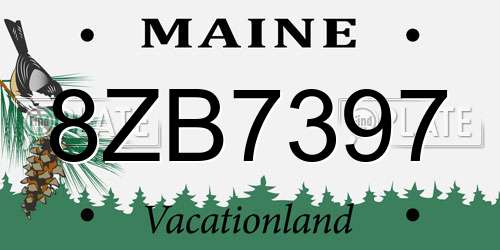 8ZB7397 Maine License Plate
