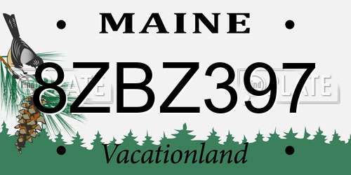 8ZBZ397 Maine License Plate