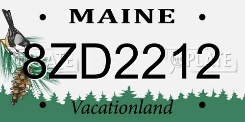 8ZD2212 Maine License Plate