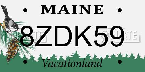 8ZDK59 Maine License Plate
