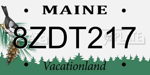 8ZDT217 Maine License Plate