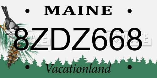 8ZDZ668 Maine License Plate