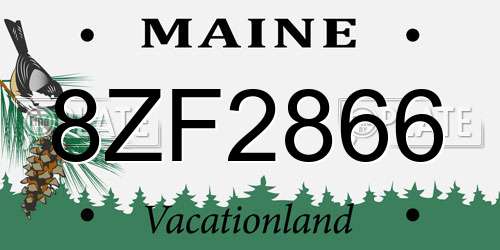 8ZF2866 Maine License Plate