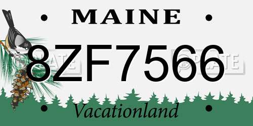 8ZF7566 Maine License Plate