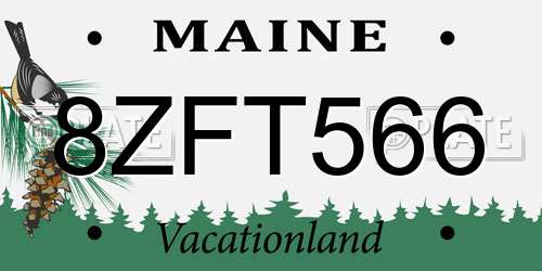 8ZFT566 Maine License Plate