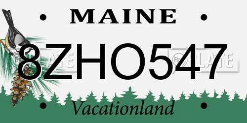 8ZHO547 Maine License Plate