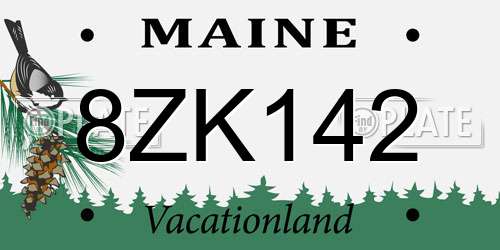 8ZK142 Maine License Plate