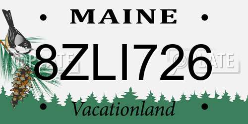 8ZLI726 Maine License Plate