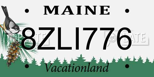 8ZLI776 Maine License Plate