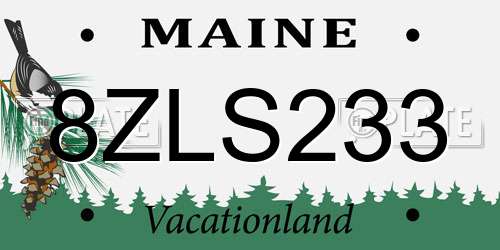 8ZLS233 Maine License Plate