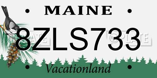 8ZLS733 Maine License Plate