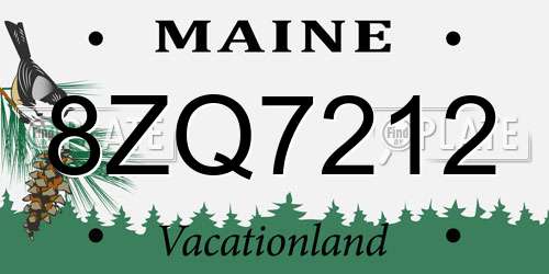 8ZQ7212 Maine License Plate