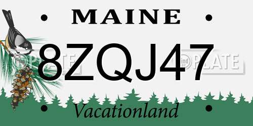 8ZQJ47 Maine License Plate
