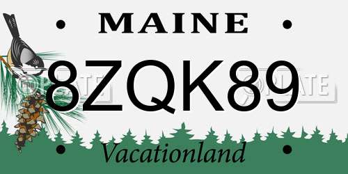 8ZQK89 Maine License Plate